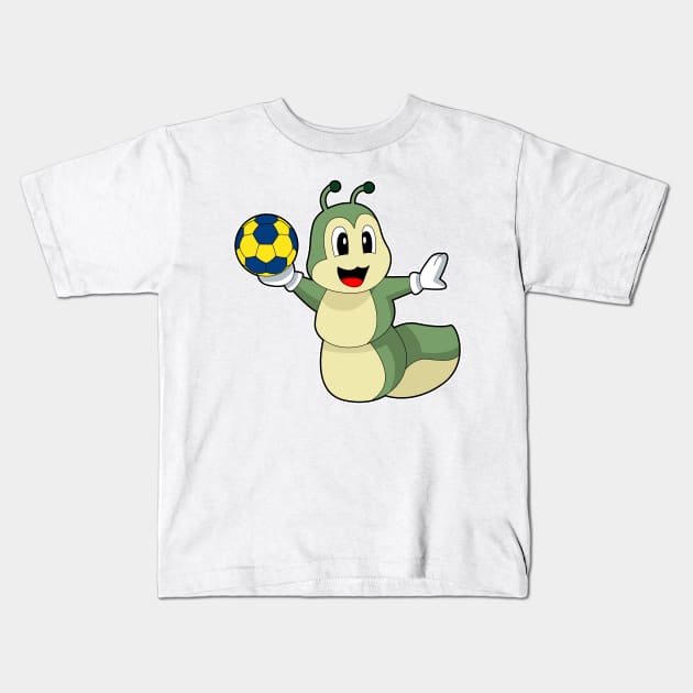 Caterpillar Handball player Handball Kids T-Shirt by Markus Schnabel